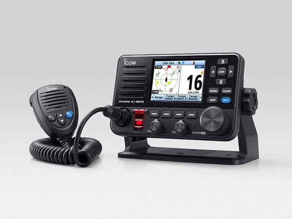 ايكوم IC-M510E جهاز لاسلكي بحري ثابت مع التحكم بالهاتف الذكي