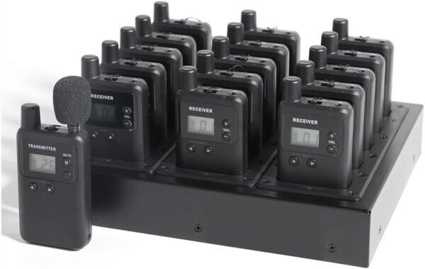 AGJ Wireless Tour Guide genuine System 1 Transmitter 15 Receivers 1 Charger