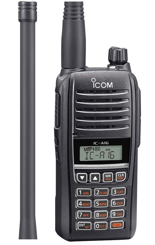The ICOM IC-A16E professional aviation VHF handheld radio